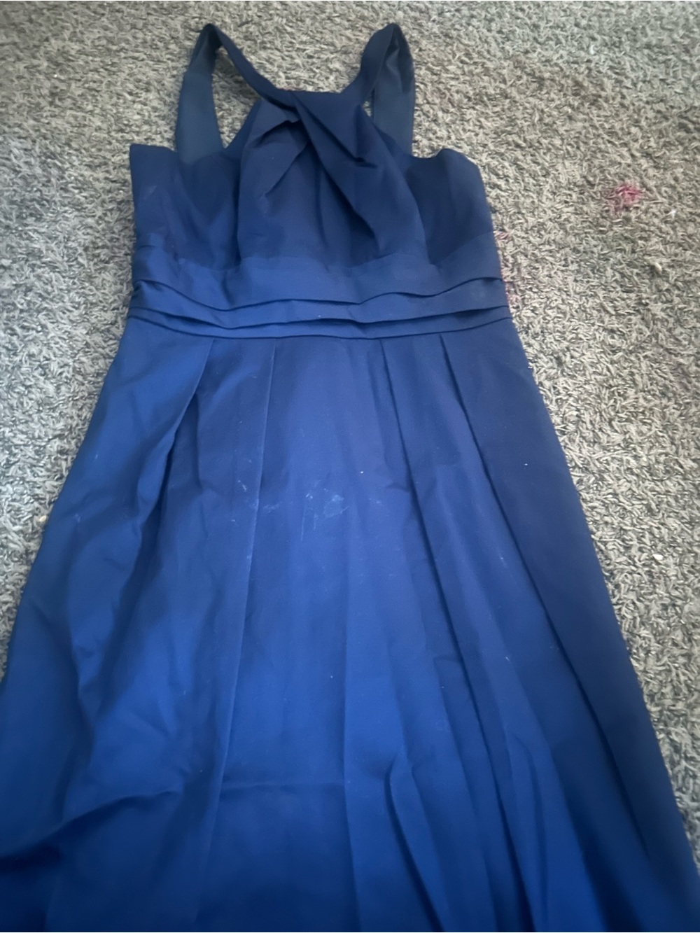 Navy Sleeveless A-Line Dress with Bow Detail